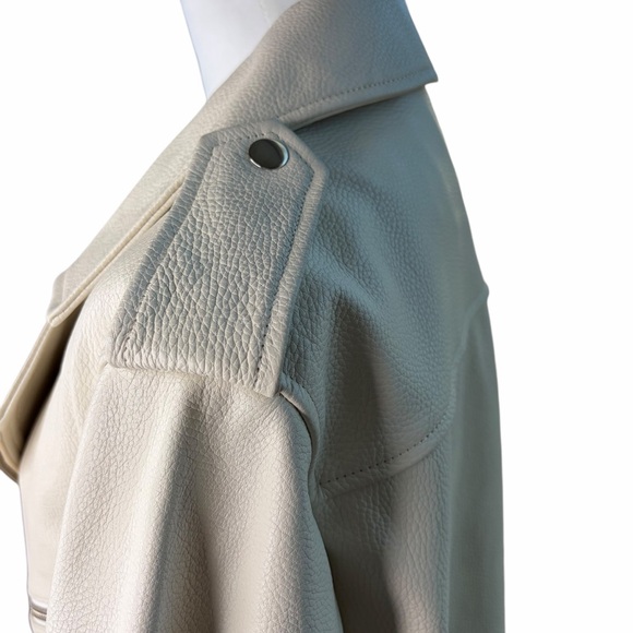 Women's Cream Leather Jacket Size 4 - Picture 5 of 11
